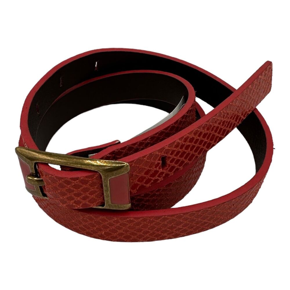 Fossil Coral Belt Womens Enamel Buckle Embossed Snake Coral Belt M‎ Retro Boho